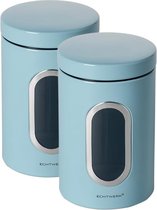 Boîtes de rangement élégantes, lot de 2, bleu clair, boîtes de rangement, boîte de rangement, pour conserver la farine/sucre/muesli/thé, boîte en métal avec couvercle hermétique et grande fenêtre de visualisation
