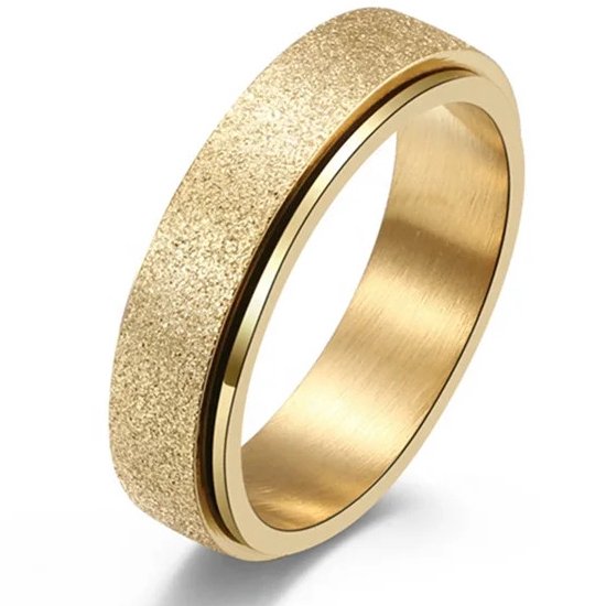 Fidget Ring Goud kleurig - Anxiety Ring - Frosted - Staal - Ringen Heren Dames Vrouwen - Cadeau voor Man - Mannen Cadeautjes
