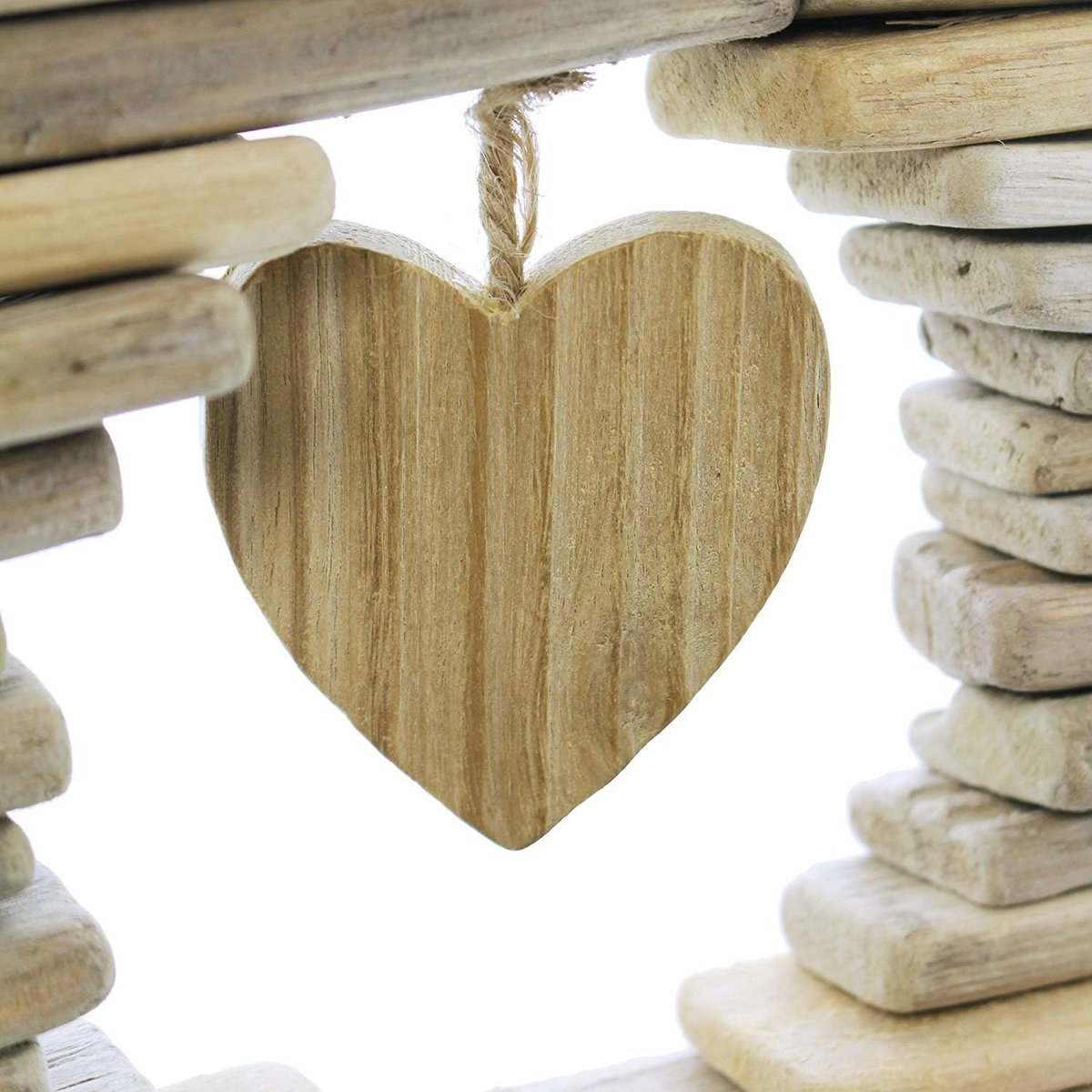 Kerstkaart hart hout hangers loving christmas