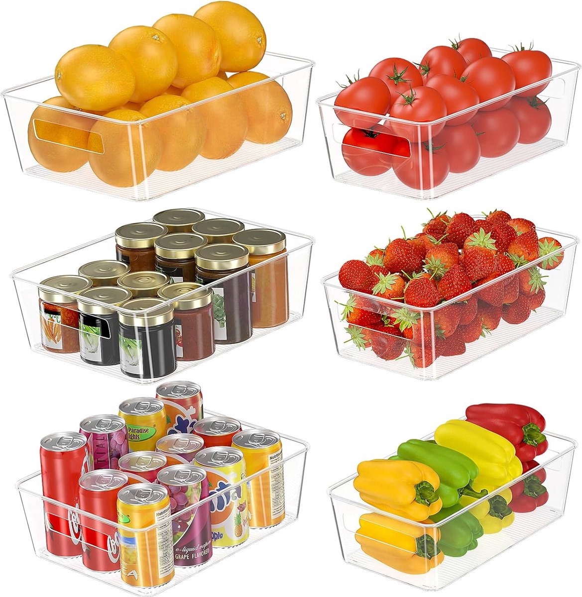 Koelkastorganizer set voorraadkamer snacks blikjes keuken HOGE KWALITEIT MATERIAA 6 (3 large 3 medium)