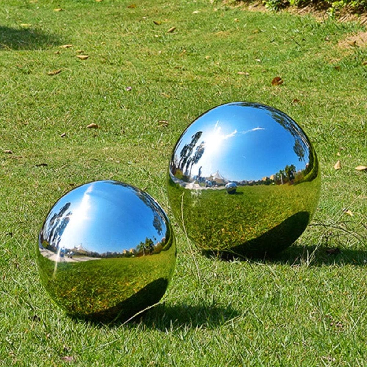 Lot 6 Boules Miroir Jardin Acier Inoxydable 50-150 Mm – Sphères Réfléchissantes Polies Multicolores Pour Décoration Extérieure Et Intérieure