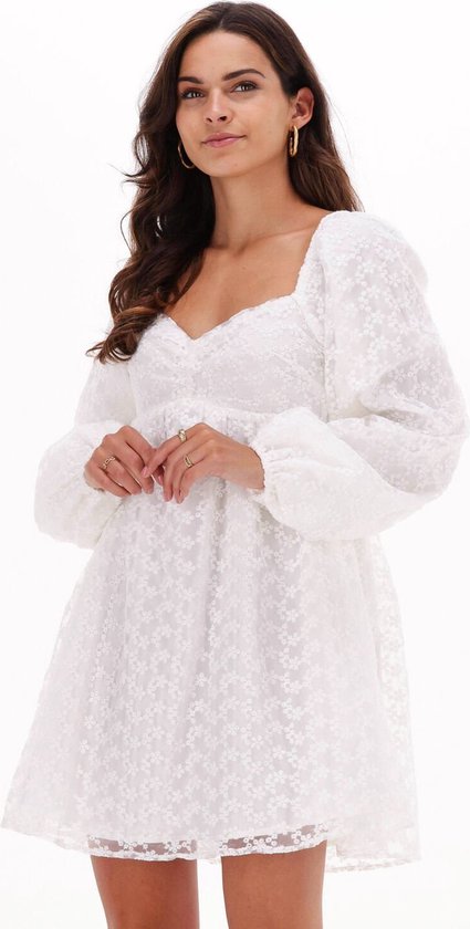 NA KD Puffy Sleeve Gathered Mini Dress Jurken Dames Kleedje Rok Jurk Wit Maat 40 bol