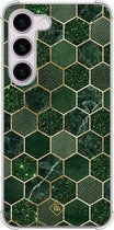 Casimoda® hoesje - Geschikt voor Samsung Galaxy S23 Plus - Kubus Groen - Shockproof case - Extra sterk - TPU/polycarbonaat - Groen, Transparant