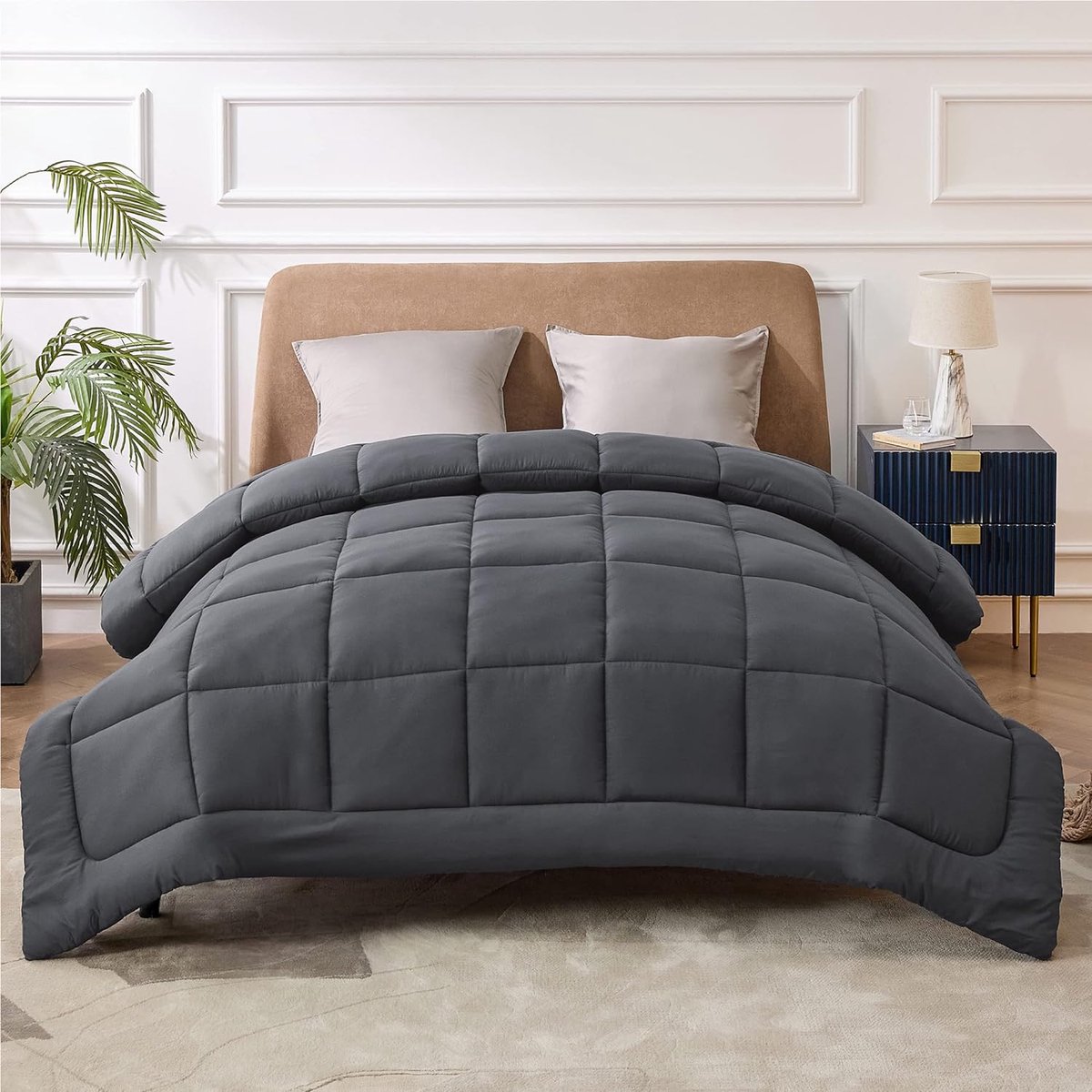 BEDSURE Dekbed 155x220 4 Seizoenen - Dekbedden 155x220cm Oeko-TEX Gecertificeerd - 300GSM Zachte Warme Duvet Slaapdeken voor Allergiepatiënten, Grijs/Lichtgrijs