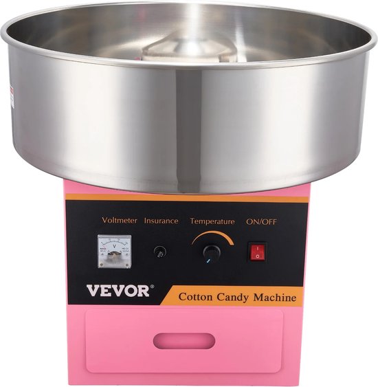 Suikerspinmachine voor thuis, kinderen, automaat, suikerspin, suikerspinmachine, 500 W, incl. suikerlepel en 10 stokjes (roze