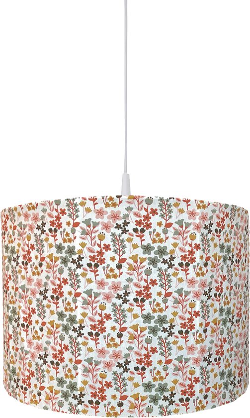 BINK Bedding Lampe suspendue abat-jour dur Dees - diamètre 30 cm - avec pendentif et anneau d'adaptation - abat-jour avec motif - fleurs - imprimé - chambre d'enfant - décoration