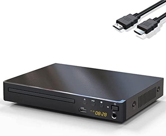 DVD speler met HDMI - DVD speler met HDMI aansluiting - DVD speler HDMI - DVD speler portable - Zwart - 0,98kg