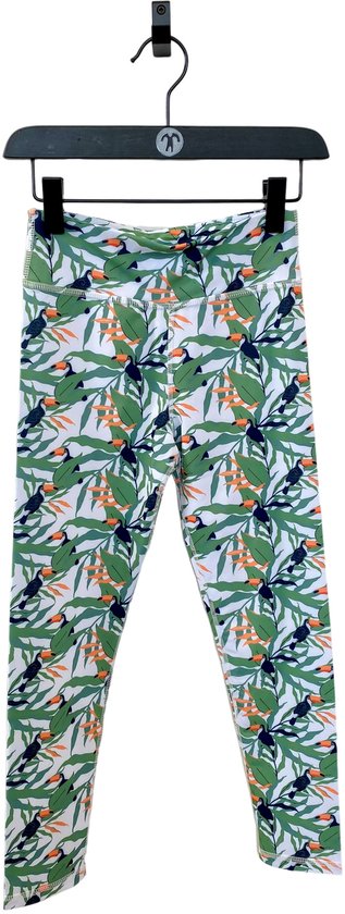 Ducksday - leggings de sport pour enfants - pantalons de sport - pantalons de danse - Matière stretch - unisexe - Toucan - Vert taille 110/116