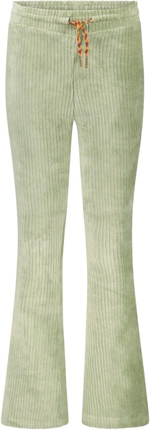 Meisjes flair broek rib velours - Pistache