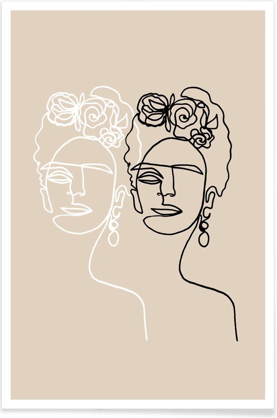 JUNIQE - Poster Frida Double Beige -60x90 /Ivoor