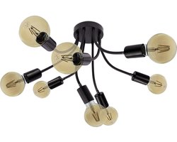 Trango 8-vlams plafondlamp 1013B-4ASD incl. 8x 3-traps dimbaar 4 Watt E27 2500K goudkleurige LED lamp zwart optiek *SPY* vintage kroonluchter, keukenlamp, plafondlamp, armen draaibaar