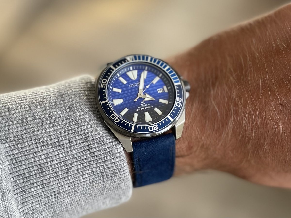 19mm Premium Suede watch strap Blue - suède horloge band blauw met quick release trekkers