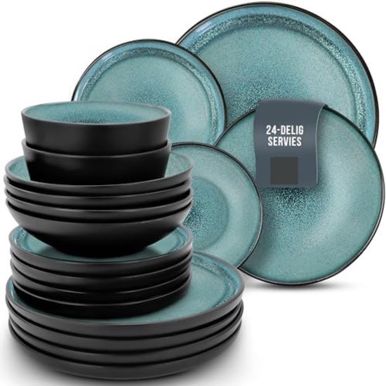 CreaTable Tafelservice »Teller Set, Geschirr-Set Vesuvio« Service, schwarz, ausdrucksstarkes Relief, 12 Teile, für 4 Personen | OTTO