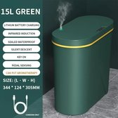Kosmos - Smart Prullenbak - 15 Liter - Afvalscheiden - Slimme Sensor - Elektrische Afvalbak - Aroma diffuser - Kleur Groen