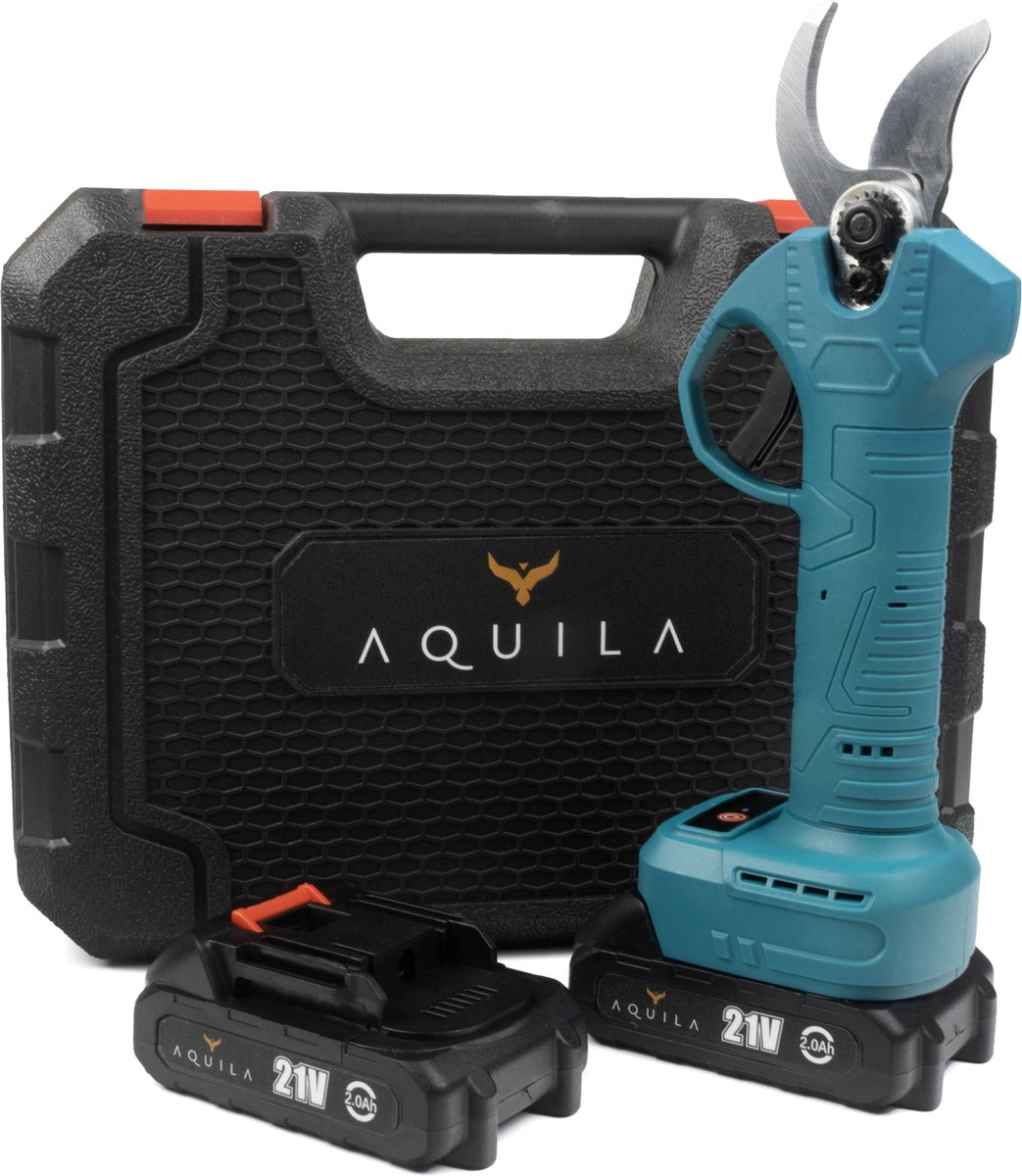 Aquila Elektrische Snoeischaar met Accu - Takkenschaar 32mm - Snoeischaar Accu 2x2000mAh - Bloemenschaar - Electrische Snoeischaar met Accu - Snoeischaar Electrisch - Borstelloze Motor - 6-8u Werktijd - Koffer