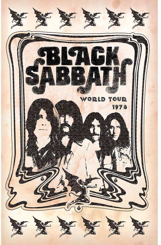 Black Sabbath - World Tour 1978 Textiel Poster - Creme