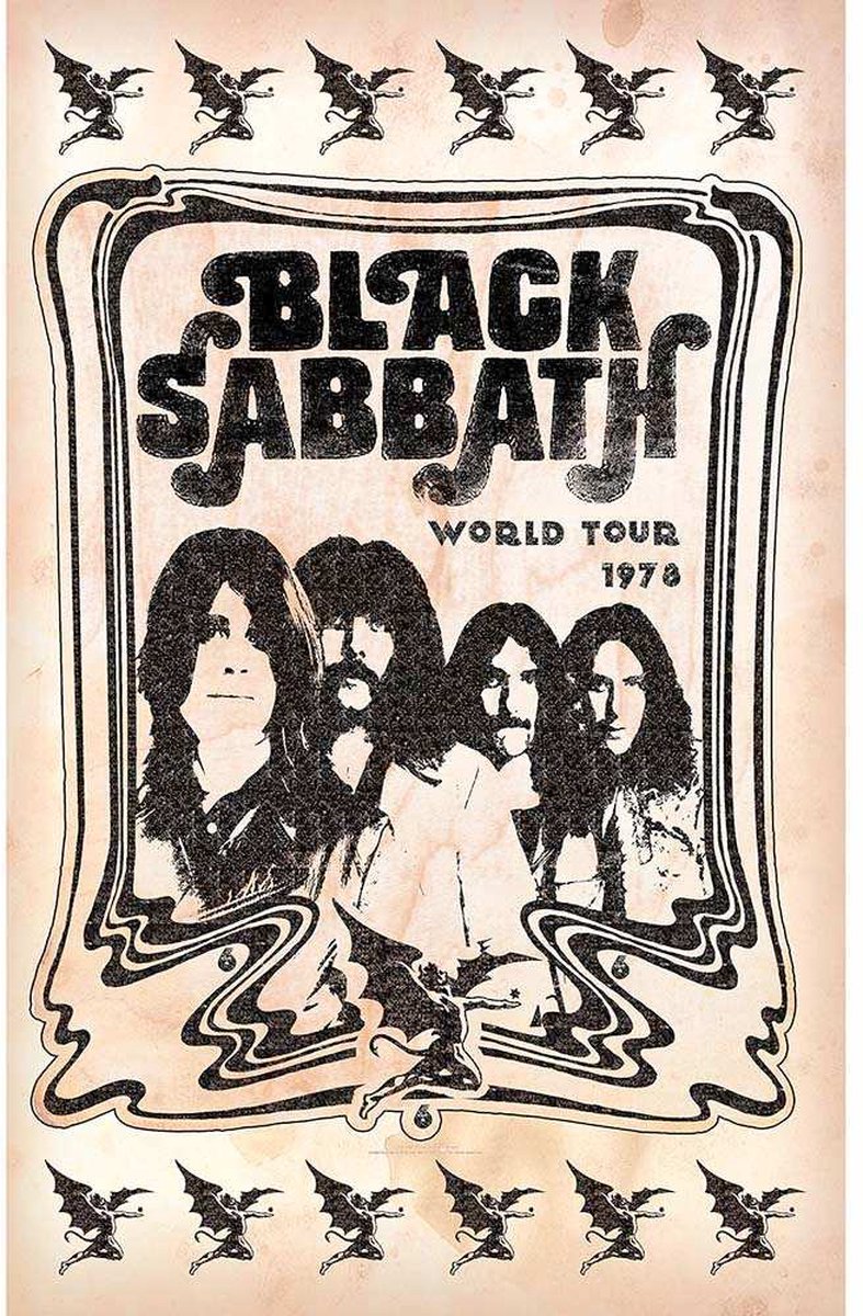 Rock Off Black Sabbath - World Tour 1978 Textiel Poster - Creme
