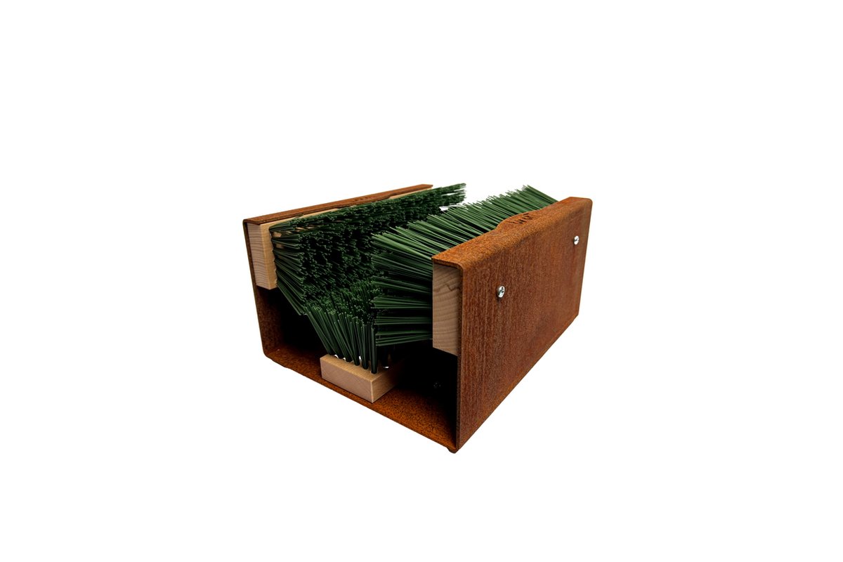 De Borstelfabriek Voetveger - De Box natuurlijk roest (Borstel oud groen)