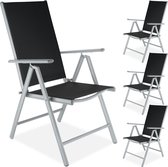 TecTake - 4x chaise de jardin / chaise de jardin en aluminium argent - noir 401632