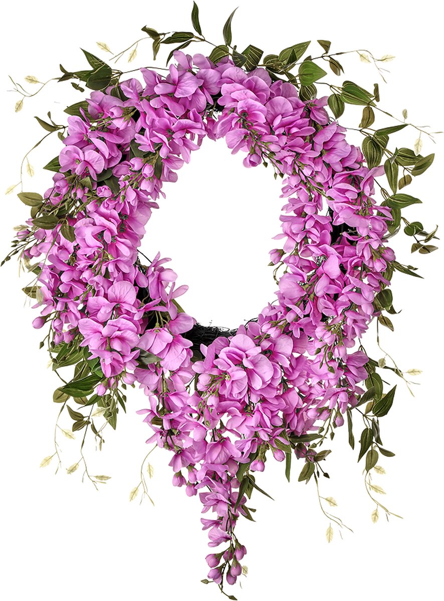 Viv! Home Luxuries Krans Bloemen - Wisteria - paars groen - Ø56cm