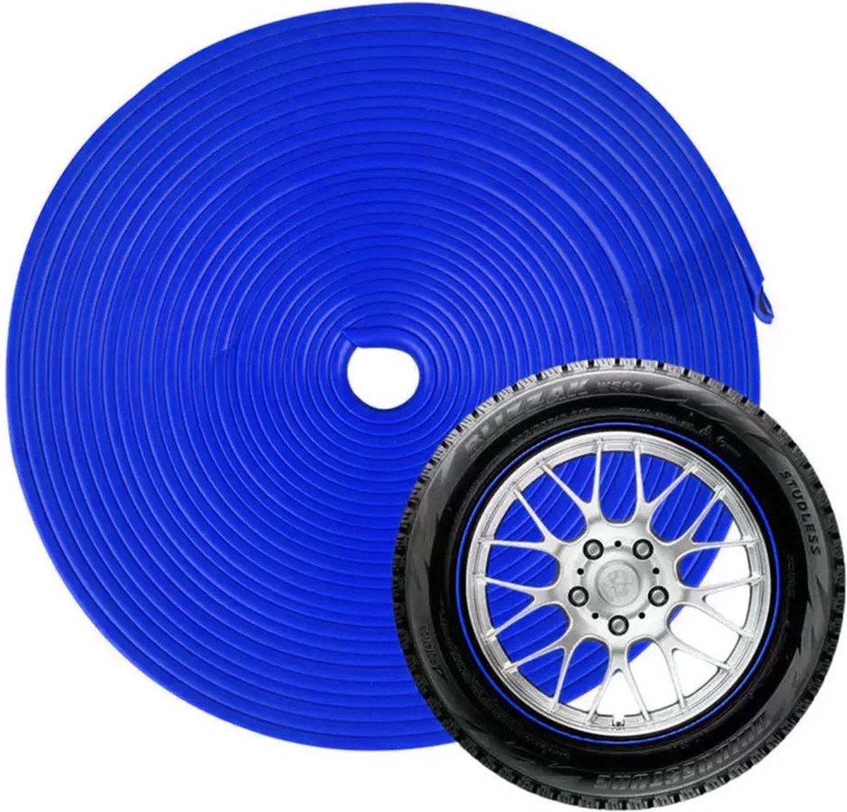 Velgbeschermer van Rubber, 8 m - Blauw