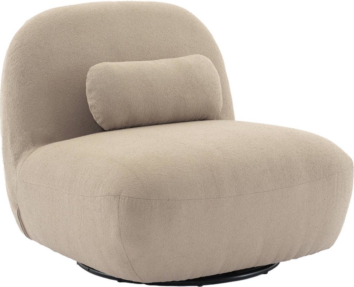 sweeek Draaiende fauteuil 360° in gestructureerde bouclé en metaal met kussen - spino Beige