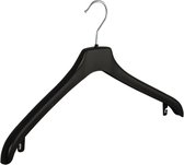 De Kledinghanger Gigant - 10 x Mantelhanger / kostuumhanger kunststof zwart met schouderverbreding, 44 cm