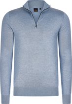 Mario Russo - Heren Sweaters Half Zip Trui Lichtblauw - Blauw - Maat XL
