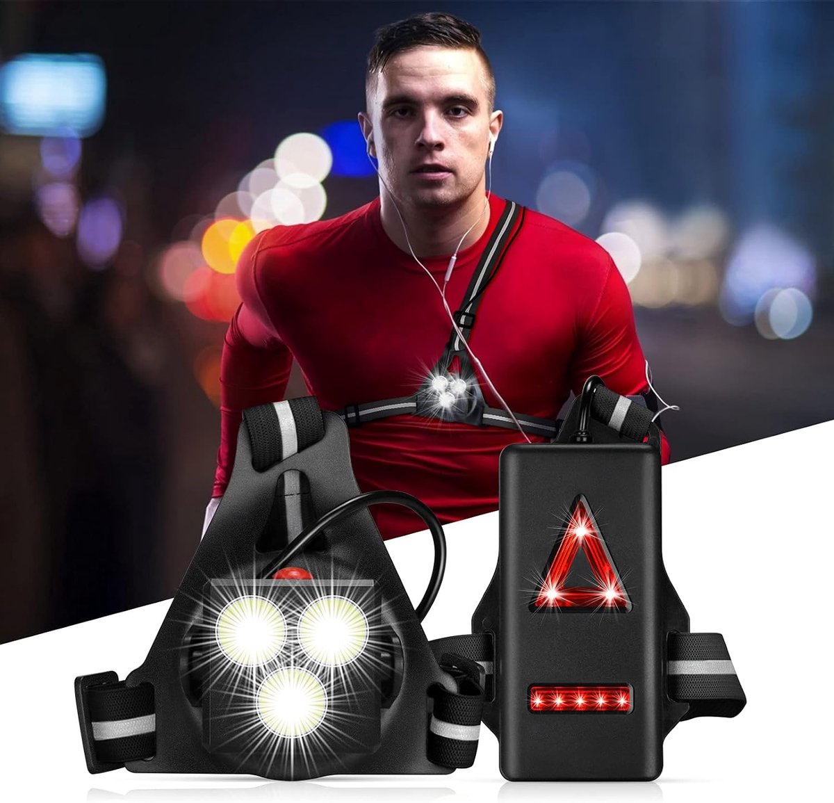 Clairage de Poitrine LED Rechargeable USB Lampe de Course 500 Lumens