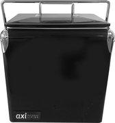 AXI Retro Cooler Mini Zwart - Koelbox met afneembare deksel en flesopener - 13L inhoud