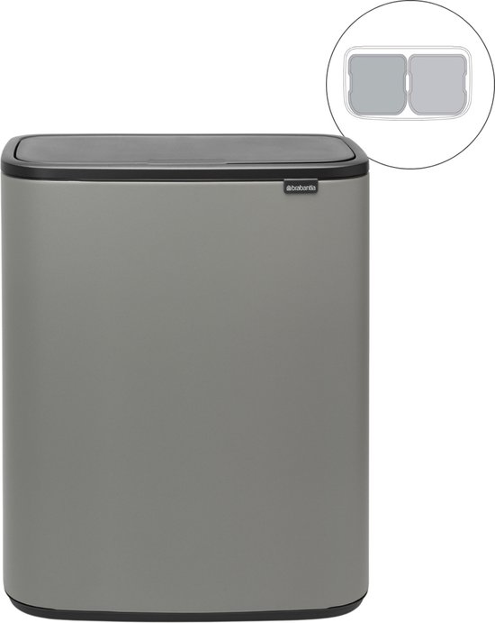 Brabantia Bo Touch Bin Prullenbak - 2 x 30 l - Mineral Concrete Grey