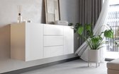 Meubel Square - Dressoir FLY - Mat wit - 140cm - Hangende of staande kast