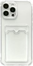 Iphone 14 pro max hoesje card holder -Back cover-Case-Transparant-Doorzichtig-Pasjes houder- Camera bescherming-Pasje