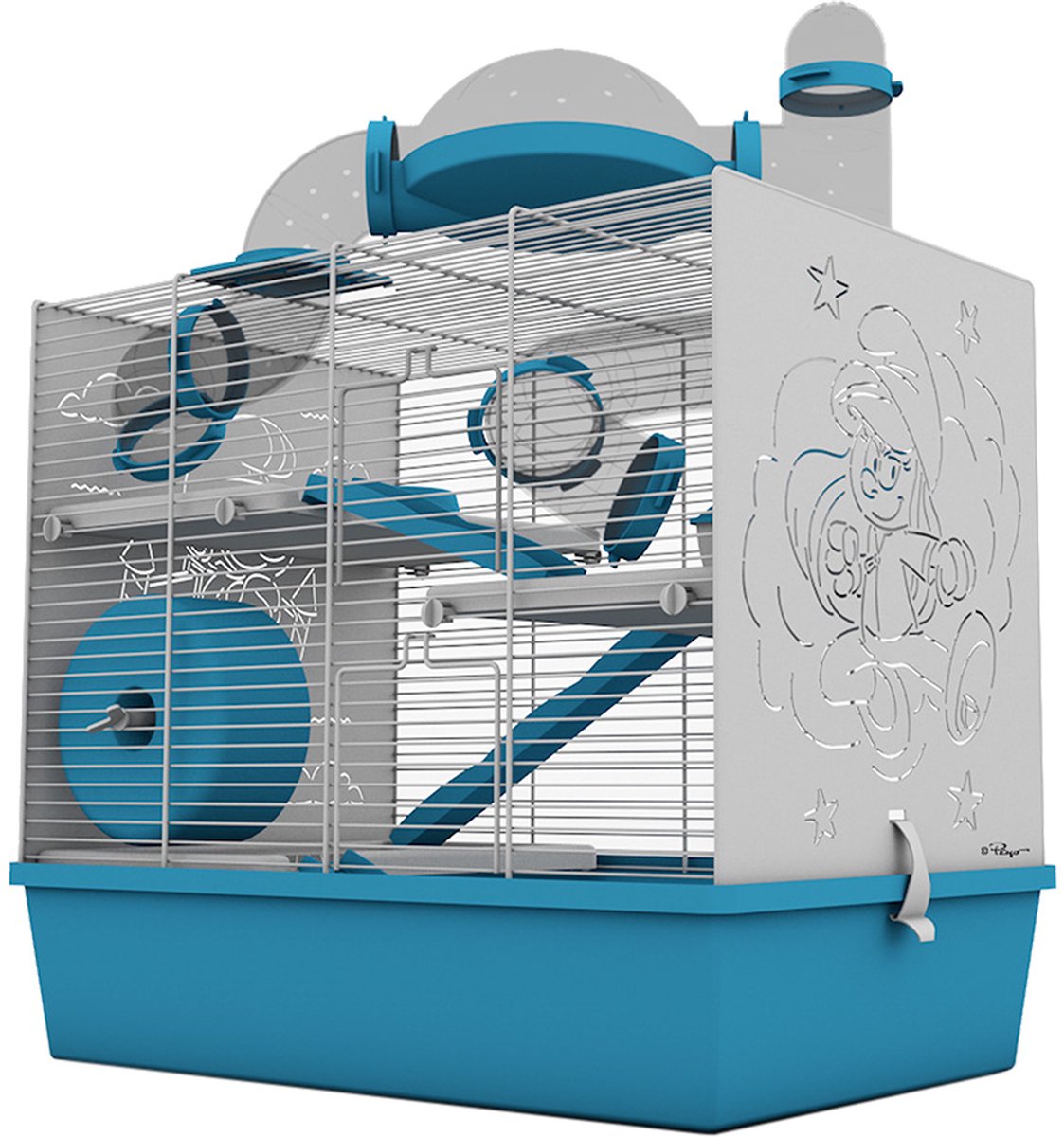Smurfs Duvoplus - Kooi - Knaagdier - De Smurfen Knaagdierenverblijf 50x33x44,5cm Blauw - 1st