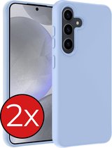 Hoesje Geschikt voor Samsung S24 Hoesje Siliconen Case Hoes - Hoes Geschikt voor Samsung Galaxy S24 Hoes Cover Case - Lichtblauw - 2 PACK
