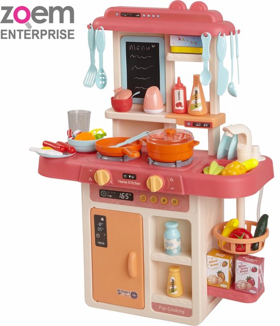 Zoem - Keuken – Roze - Mini - Stoom - Werkende kookplaat - Kinderkeuken - Keukenspullen - Ingrediënten - Keukengerei - Eten en drinken - Koken - Bereiden - Speelgoedkeuken - Keukenset – Cadeau - Verjaardag