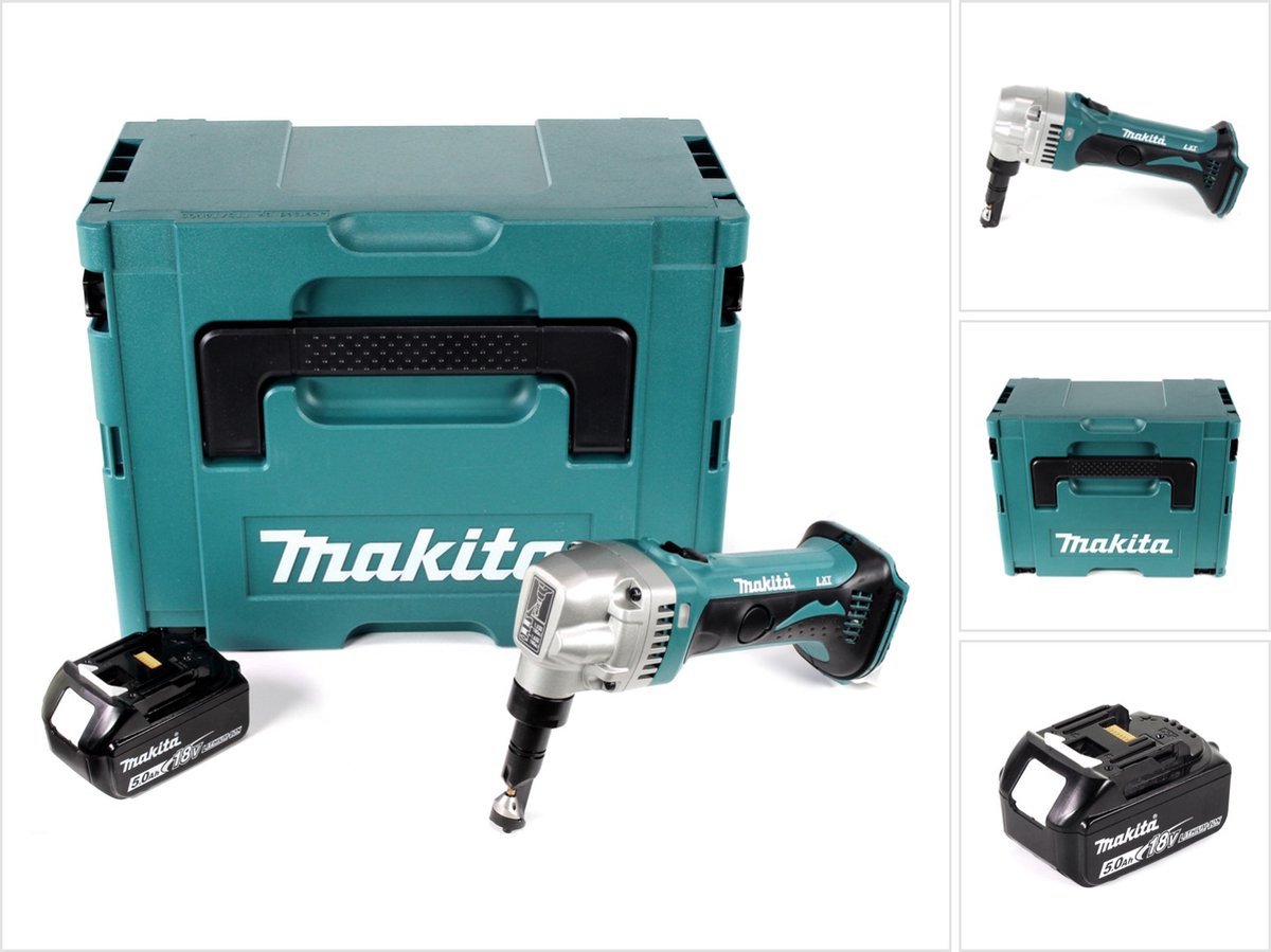 Makita DJN 161 T1J 18V accu knabbelschaar + 1x accu 5.0Ah + Makpac - zonder lader