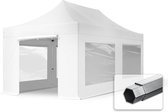Tente de fête Easy Up 3x6 m Pavillon pliant avec parois latérales (4 panoramas), PROFESSIONAL alu 40mm, blanc