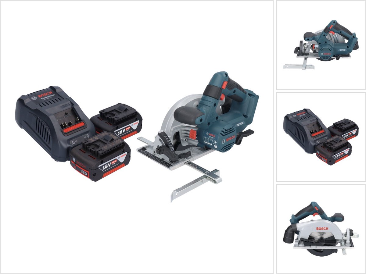 Bosch GKS 18V-57-2 Professionele accucirkelzaag 18 V 165 mm borstelloos + 2x accu 5.0 Ah + lader