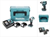 Makita DTD 154 RFJ accu slagmoersleutel 18V 1/4" 175Nm borstelloos + 2x oplaadbare accu 3.0Ah + lader + Makpac