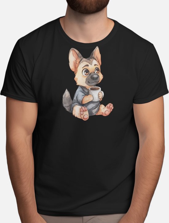 German Shepherd coffee - T Shirt- dogs - gift - cadeau - puppies - puppylove - doglover - doggy - honden - puppyliefde - mijnhond - hondenliefde - hondenwereld