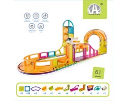 foto van Magnetisch Speelgoed - Magnetic Tiles - sky Track - 61 stuks -Delig Constructiespeelgoed - Magnetische Bouwstenen - Magnetische Tegels - Magnetic toys - Duurzaam Speelgoed
