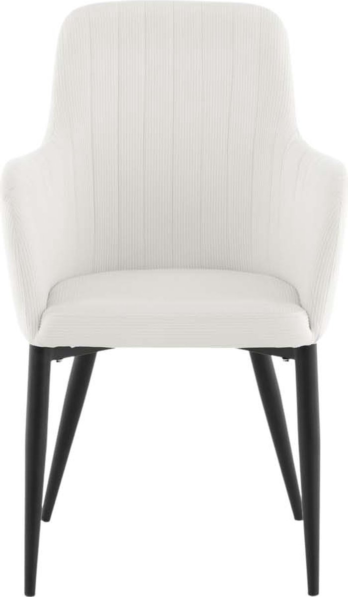 Comfort eetkamerstoel met armleuningen fluweel wit.