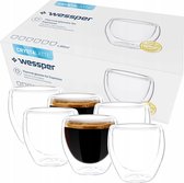 Dubbelwandige espresso glazen van Wessper - 80ml - Thermoglazen - 6 stuks