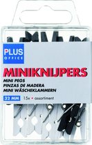 Miniknijpers Plus Office 32mm assorti - 15 stuks