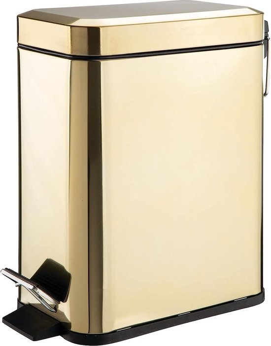 Prullenmand - Afvalbak - Voor De Badkamer - Voor Thuis En Kantoor Compact Rechthoekig Metaal Pc Brons