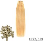 Weft Extensions |Weave Extensions | 22inch - 55cm |#P27/613 Licht warm Blond & Lichtblond |50Gram