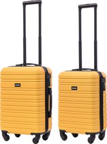 BlockTravel kofferset 2 delig ABS handbagage met wielen afneembaar 29 en 39 liter - inbouw TSA slot - geel