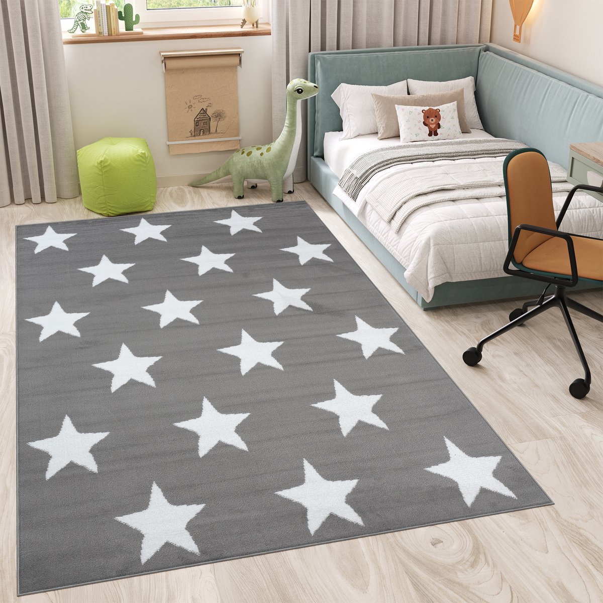 Tapiso Luxury Vloerkleed Grijs Modern Kinderkamer Tiener Tapijt Maat- 250x300