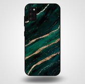 Smartphonica Telefoonhoesje voor Samsung Galaxy A41 met marmer opdruk - TPU backcover case marble design - Groen Goud / Back Cover geschikt voor Samsung Galaxy A41